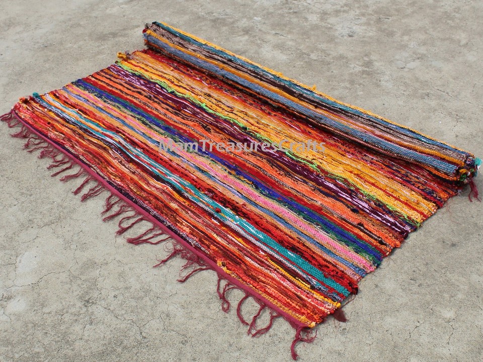 Chindi Rug Area Rag Rug Home Decor Bohemian Large Indian Carpet Floor ...