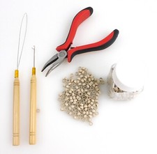 500pcs Silicone Beads  Micro Rings Loop Hair Extensions Pliers Hook Tool Kit 7