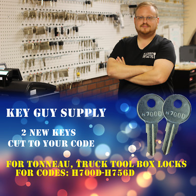 H700D-H756D, 2 keys for Tonneau Truck Tool Box Locks, Cut to Code By Locksmith.