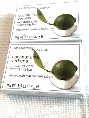 2 Bath & Body Works Pleasures Coconut Lime Verbena Moisture Rich Clensing Bar