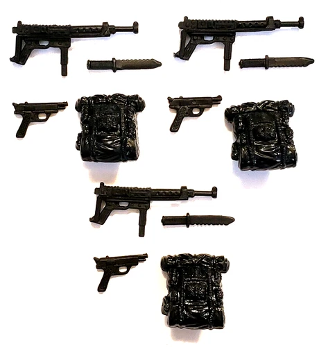 GI JOE COBRA 1998 VIPER INFANTRY TEAM WEAPONS SET X3 RIFLE PISTOL BP +KNIVES