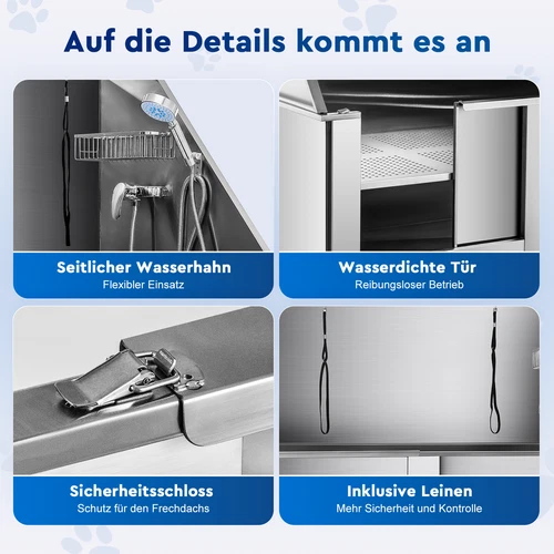CO-Z 127cm Hunde Badewanne aus Edelstahl Haustiere Pflege Dusche Tierbadewanne - Bild 20 von 29