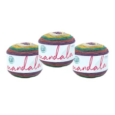 (3 Pack) Lion Brand Yarn 525-215S Mandala Yarn, Warlock