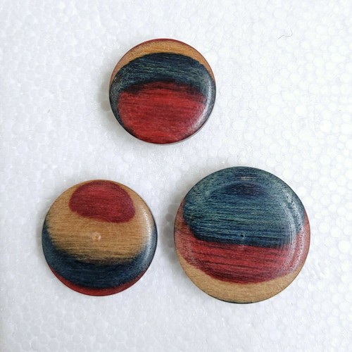 Quirky Colourful Wooden Button 20mm 21mm 25mm Shank Groovy Stripe Boho Hippy Art - Picture 8 of 44