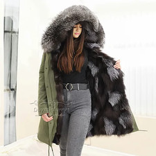 Silver Fox Fur Lined Parka
