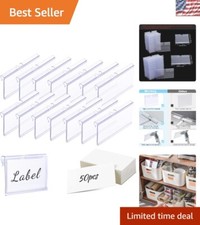 50 Clear Plastic Shelf Label Holders - 3" x 1.65" with Snap Lock for Easy Use