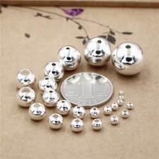 50pcs Sterling Silver Round Ball Beads S925 Bulk Bracelet Necklace Spacer Beads