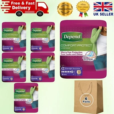 Depend Comfort Protect Incontinence Pants for Women Large-9 - PACK-6