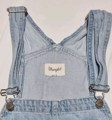 Vintage Wrangler Denim Bib Shorts Dungarees - Size Medium - Bust 90-98 - Picture 2 of 8