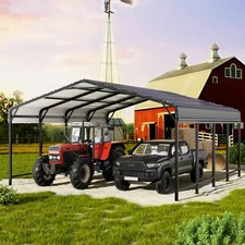 20x20 FT Metal Carport, Heavy Duty Canopy, Upgraded Support, Reinforced Base