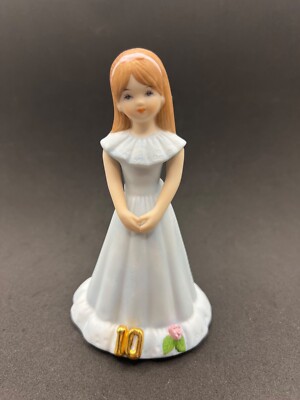Vintage Enesco Growing Up Girls Birthday Figurine Age 10 Blonde Porcelain Bisque