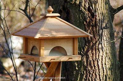 XL Vogelfutterhaus Futterschubladen Vogelvilla Eiche Massiv Futterstation XL
