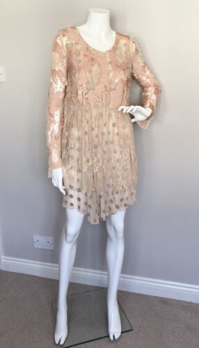 MEADHAM KIRCHOFF For TOPSHOP Peach Embellished Layered Dress UK 8 VGC RP £250 - Picture 6 of 12