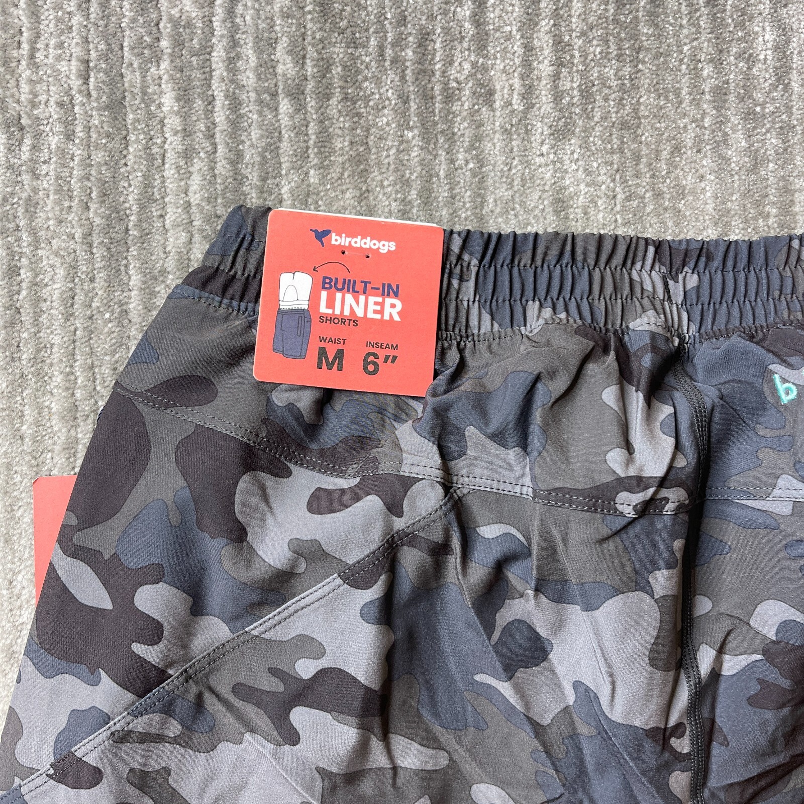 Birddogs Shorts Mens Medium Lined Boom For Your Boomstick Gray Camouflage 6”