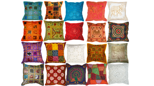 Boho Hippie Yoga Pillow Case Cushion Cover Yellow Vintage Indian Meditation - Picture 5 of 5