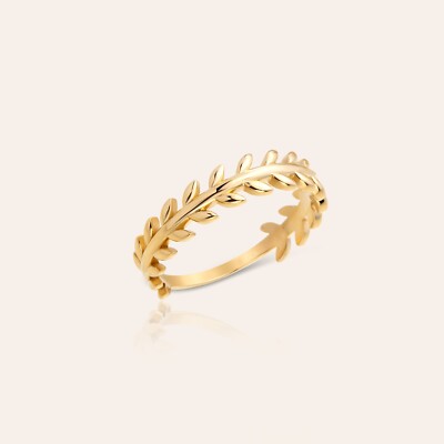 14 Karat massiver Blattgold Zweig Ring | vorsteckbares Ranken Design | Größen 2-11