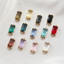 6pcs Rectangle Crystal Charm Connector,Multicolour Rectangle Zircon Pendant