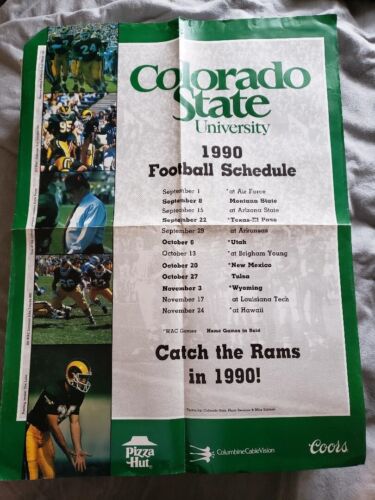1990 COLORADO STATE RAMS Earle Bruce Football Poster Schedule 18" x 24" EX - Picture 1 of 1