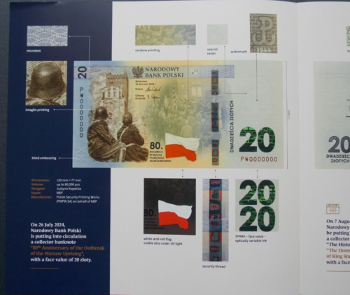 Banknote Polen 20 złotych 2024 - 80 - The Warsaw Uprising UNC in folder +leaflet - Bild 5 von 7