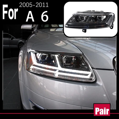 For 2004-2011 Audi A6 A6L C6 S6 LED DRL Headlights With Sequential Turn Signal - Picture 2 of 9