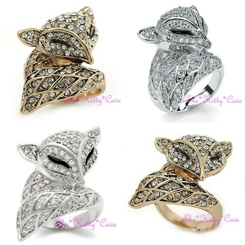 Arctique Chat Fennec Renard P tillant Swarovski Cristal Cocktail