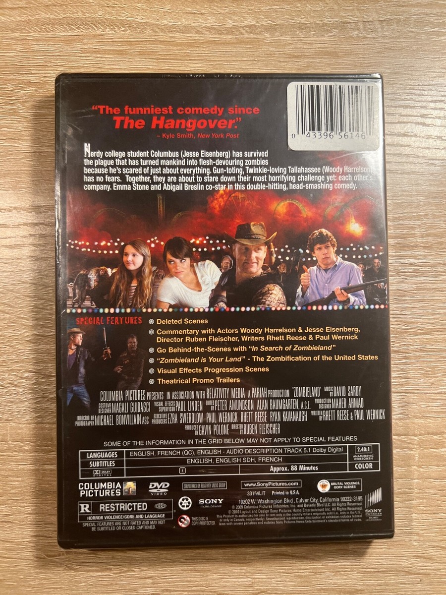 Zombieland DVD 2009 Movie Horror Comedy Zombie Woody Harrelson