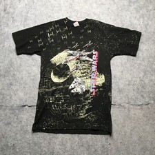Vintage Fruit of the Loom Star Wars Death Star T Shirt Mens Small S AOP X Wing