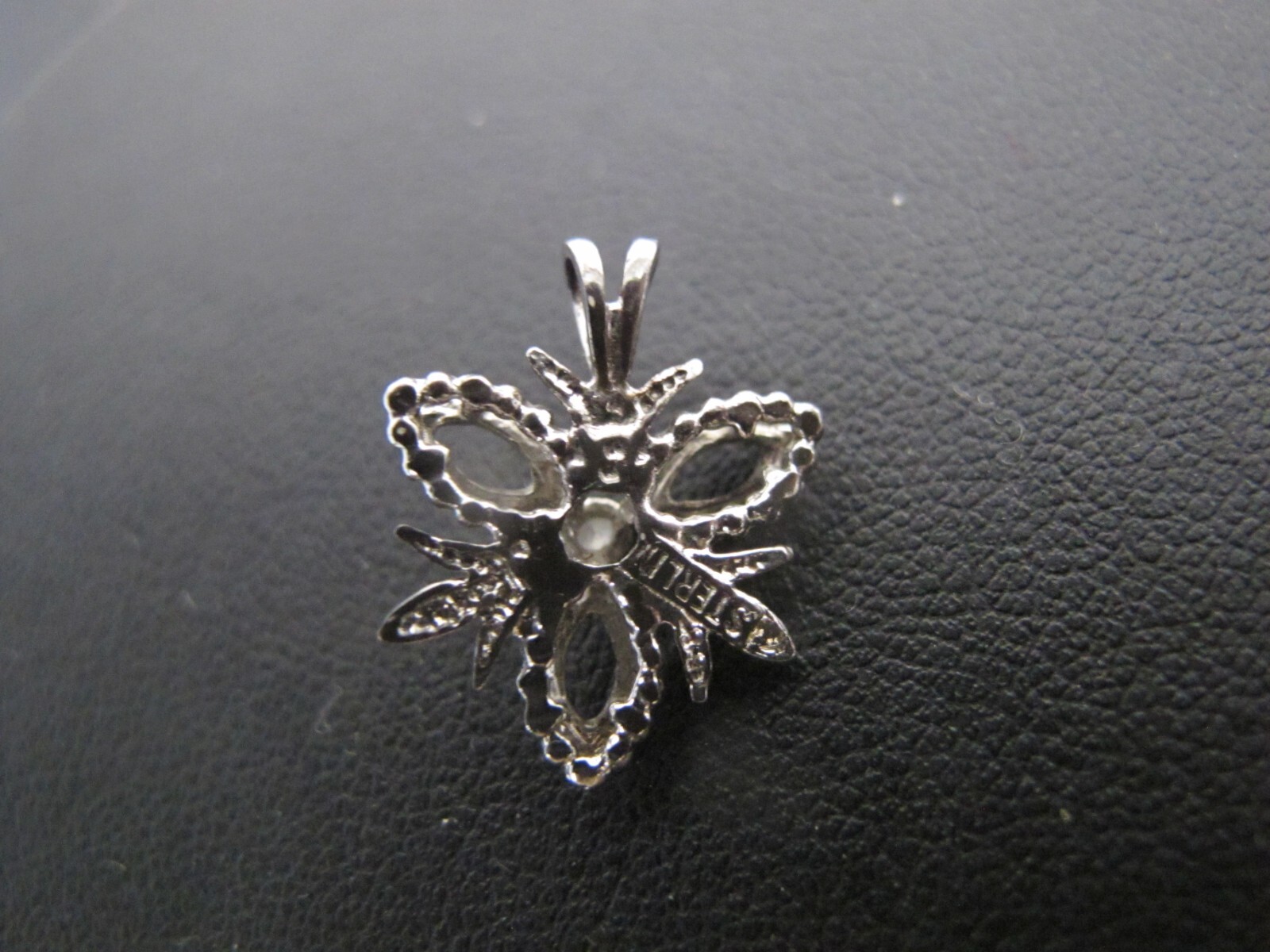 Small STERLING Silver Tiny Diamond SNOWFLAKE Neck… - image 2