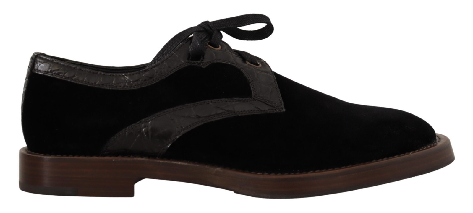 SAOLA Scarpe Dolce & Gabbana Abito Nero Velluto Pelle Esotica EU44 US11 Prezzo di ricambio $1800