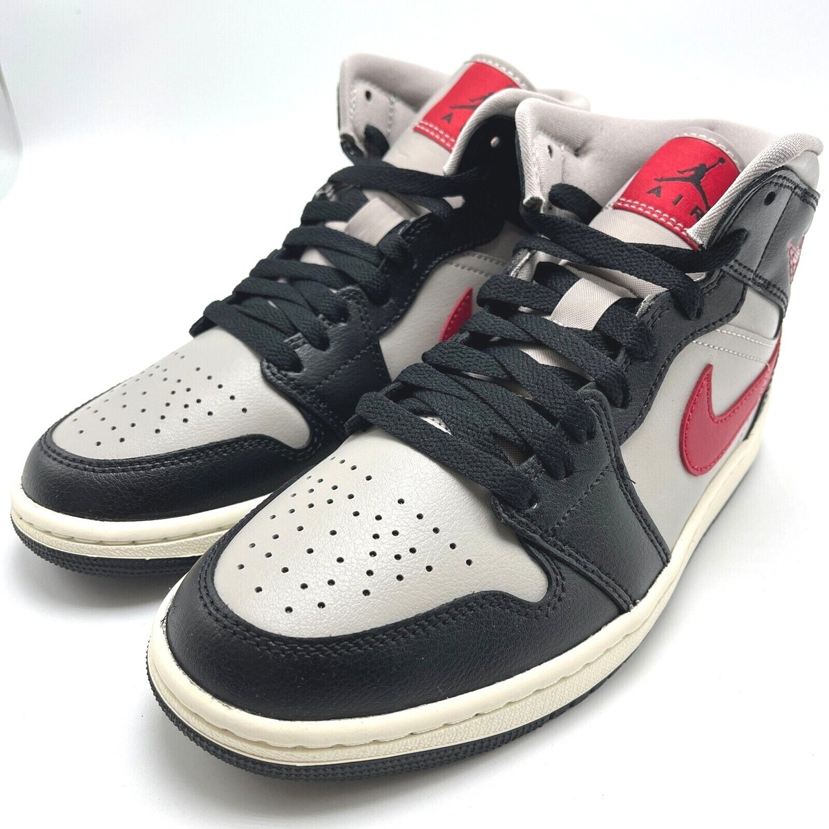 Air Jordan 1 Mid Black College Grey Gym Red (Women's) Women Shoes