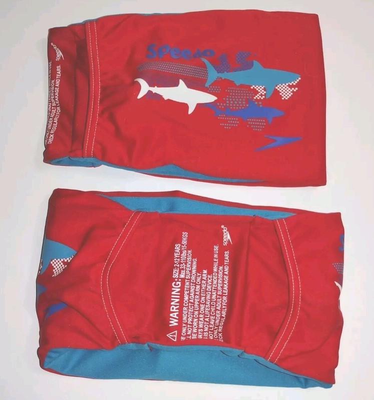 Speedo Sharks Water Wings Set  2-12yr  Red Swimming Pool Arm Floaties 