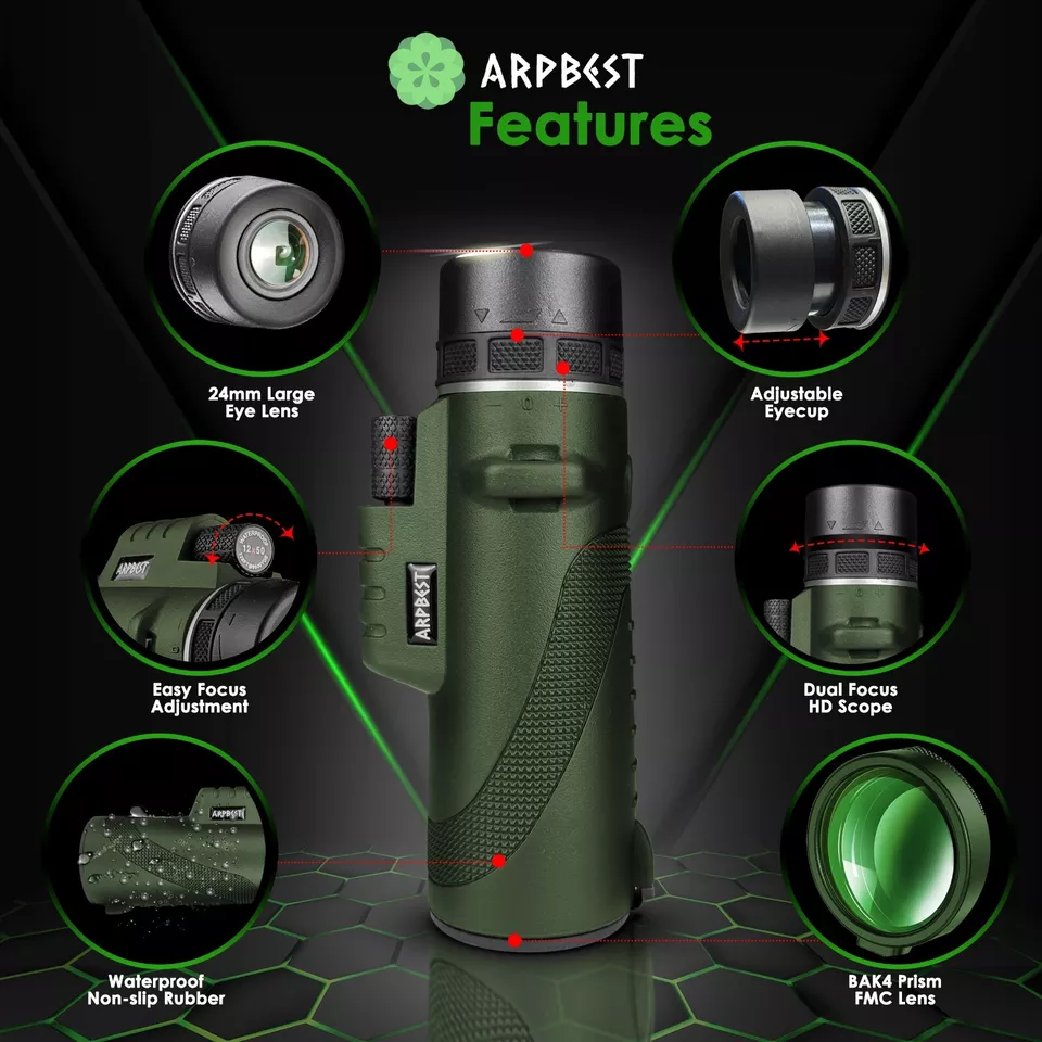ARPBEST 12X50 Monocular Telescope High Power with Smartphone Holder & Tripod - Image 2 of 4