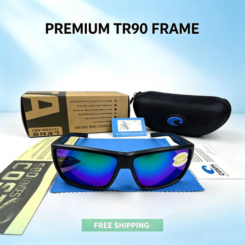 Costa Del Mar Rinconcito Black /Green Polarized Sunglasses 580P High-end TR90