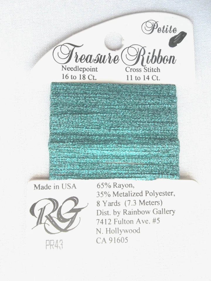 Rainbow Gallery Petite Treasure Ribbon - PR43 Turquoise - 8 Yards - Image 2 of 2