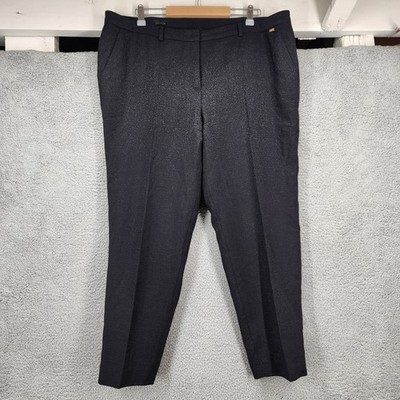 Escada Talas Black Metallic Shimmer Dress Pants EU46 US14 Straight Leg Trousers