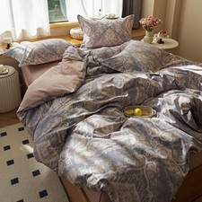 Paisley Duvet Cover King Boho Floral Printed Paisley Bedding Set Farmhouse Co...