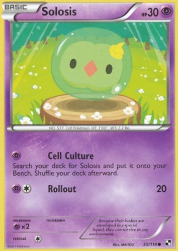 Solosis - 55/114 - Common LP, English Pokemon Black and White