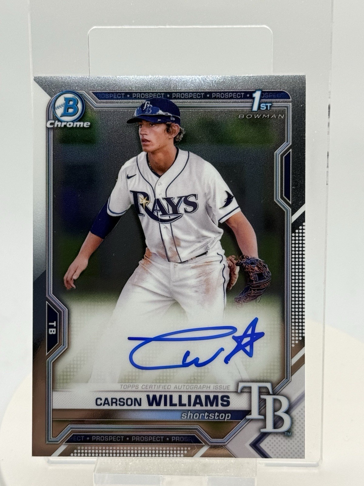 2021 Bowman Chrome Draft Carson Williams 1st Auto - Tampa Bay Rays #1 Prospect
