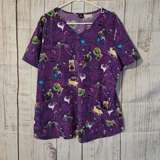 Disney The Nightmare Before Christmas Scrub Top Womens Size M/L Measure In Pics