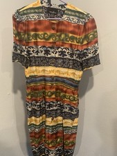 Positively Attitude Womens Vintage Multi-Color Short Sleeve Button Up Dress 14