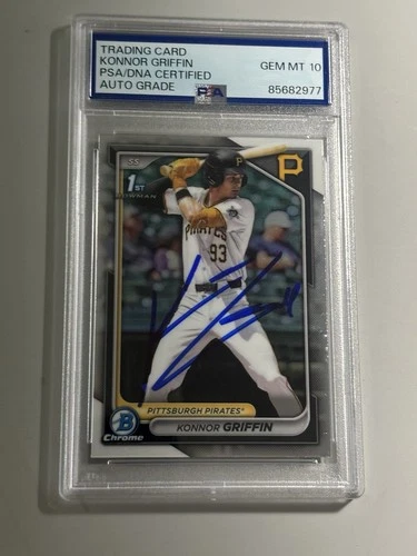 Konnor Griffin Signed Card 1st Bowman Chrome Auto Pittsburg Pirates PSA 10