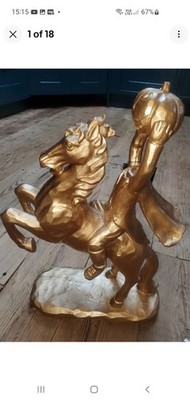 Neu TK Maxx Gold kopfloser Reiter Statue 18'' Zoll Wohndeko Halloween