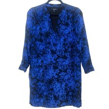 Madewell Floral Silk Director Shift Dress V-Neck Side Pockets Sz Small 