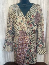 Zara Silky Soft Gold Autumn Floral Print Skort/Romper  Size Medium