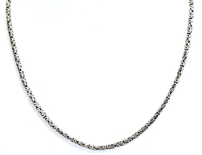 3 mm Byzantinische 925 Sterlingsilber Bali Handarbeit Kette Halskette 18 Zoll
