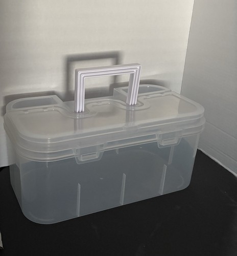 Multi-Purpose Craft/Hobby Tote Plastic Storage Case Clear 14” X 7.5” X 6.75”