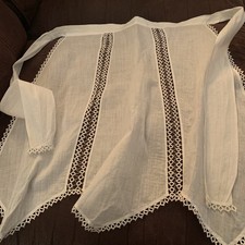 Sheer Organdy Hostess Half Apron White With Heirloom Lace Handmade