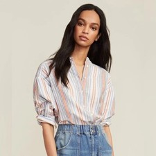 Veronica Beard Grove Striped Shirt Large Butt...