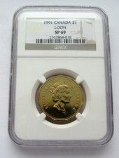 1991 CANADA ONE DOLLAR LOONIE COIN - NGC - SP 69