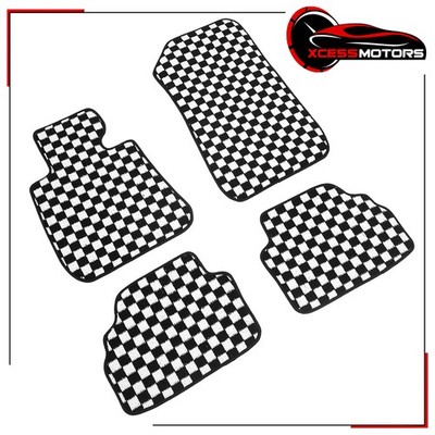 For 2007-2013 BMW E92 3-Series Coupe Checkered Carpets Floor Mats Black White